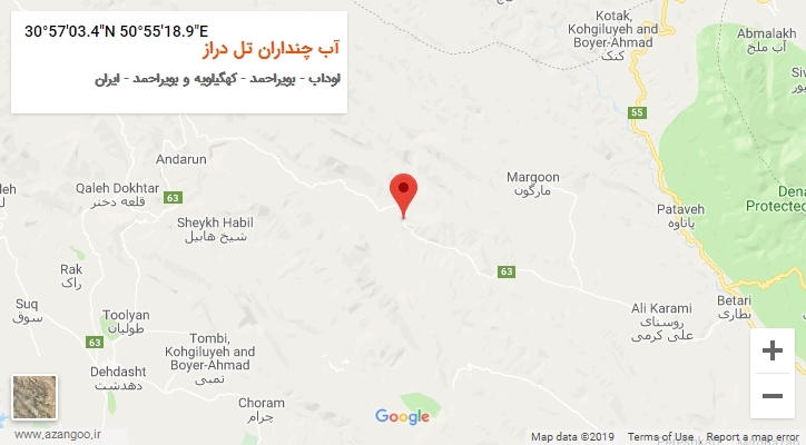 روستای آب چنداران تل دراز بر روی نقشه