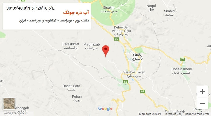 روستای آب دره جونک بر روی نقشه
