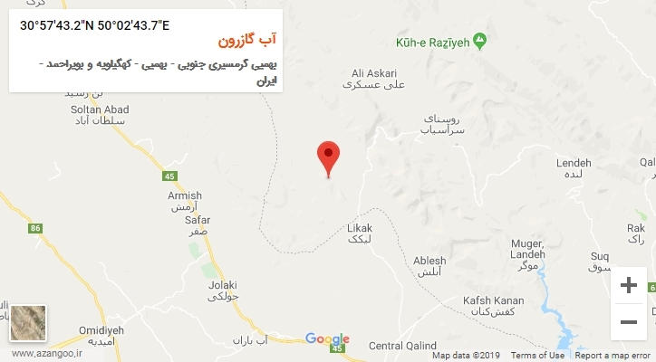 روستای آب گازرون بر روی نقشه