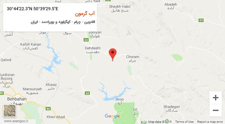 روستای آب گرمون بر روی نقشه