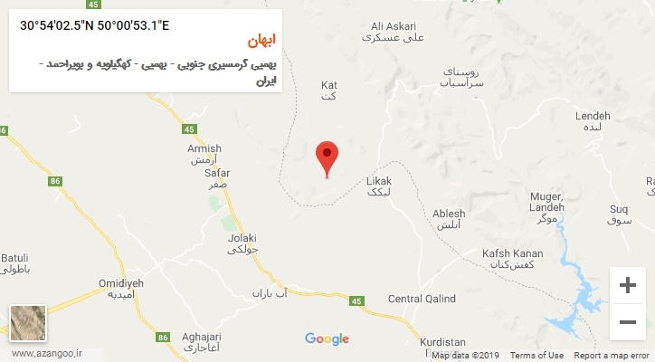 روستای ابهان بر روی نقشه