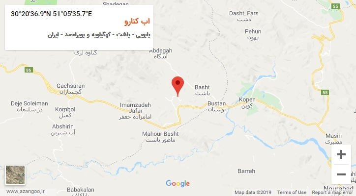 روستای اب کنارو بر روی نقشه