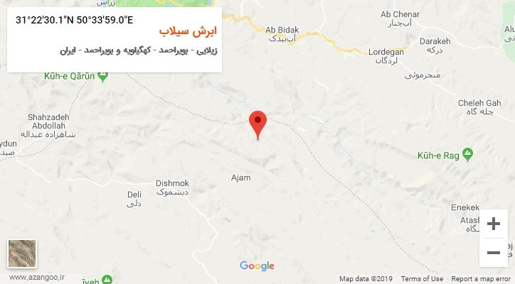 روستای ابرش سیلاب بر روی نقشه