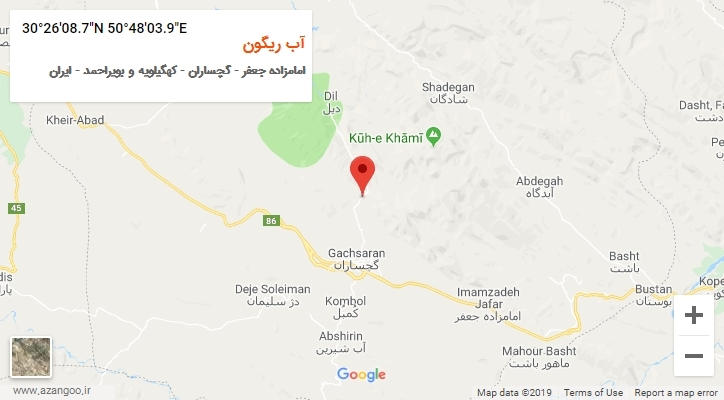 روستای آب ریگون بر روی نقشه