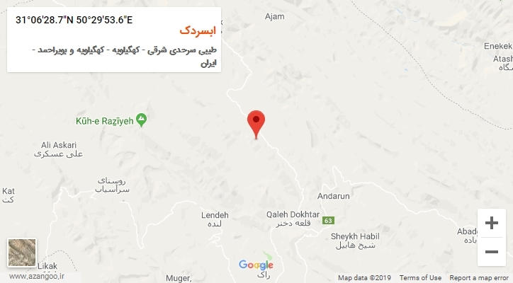 روستای ابسردک بر روی نقشه
