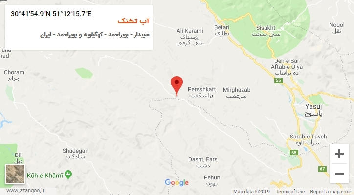 روستای آب تختک بر روی نقشه