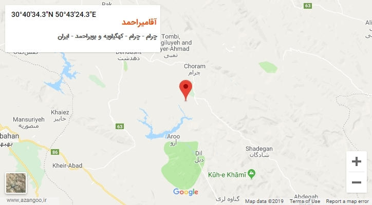 روستای آقامیراحمد بر روی نقشه