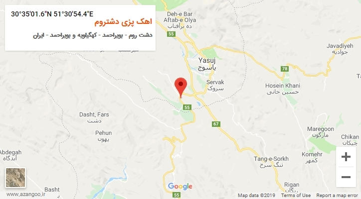 روستای اهک پزی دشتروم بر روی نقشه