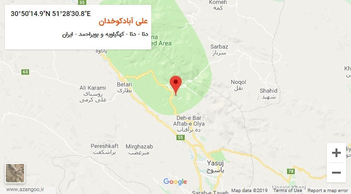 روستای علی آبادکوخدان بر روی نقشه