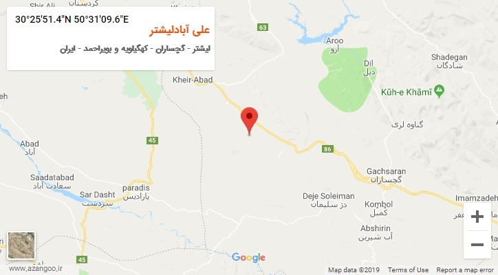 روستای علی آبادلیشتر بر روی نقشه