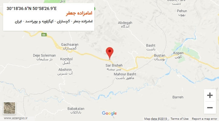 روستای امامزاده جعفر بر روی نقشه