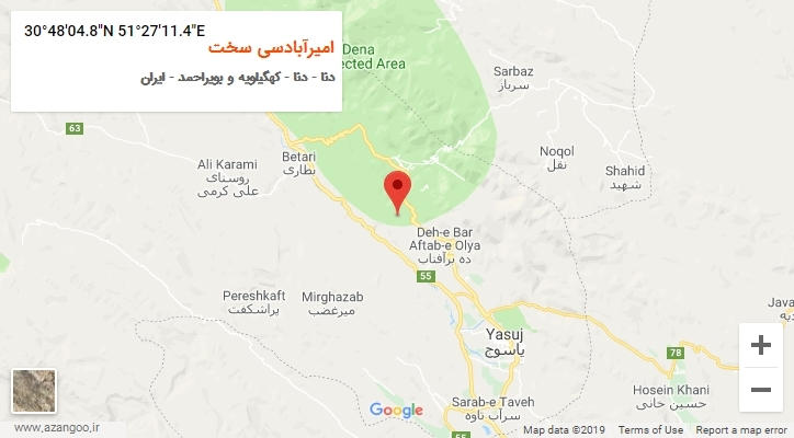 روستای امیرآبادسی سخت بر روی نقشه