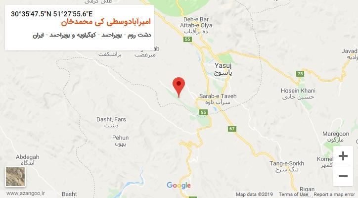 روستای امیرآبادوسطی کی محمدخان بر روی نقشه