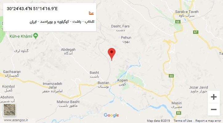 روستای عنا بر روی نقشه