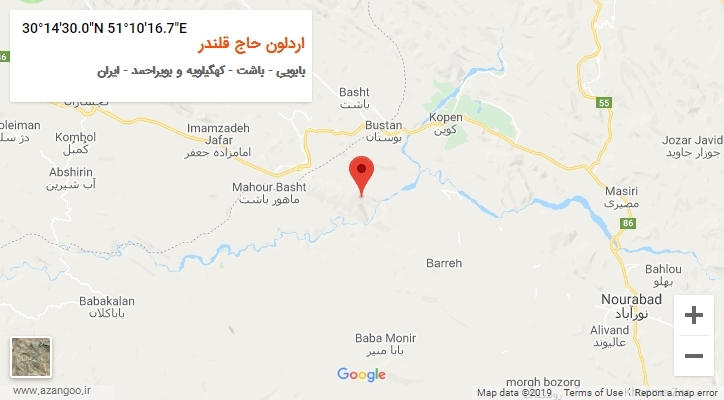 روستای اردلون حاج قلندر بر روی نقشه