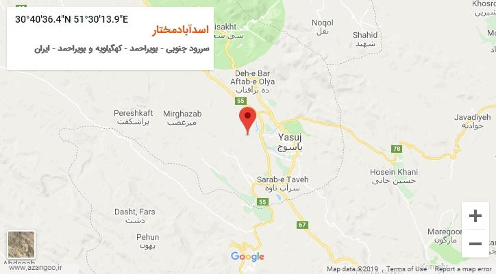 روستای اسدآبادمختار بر روی نقشه