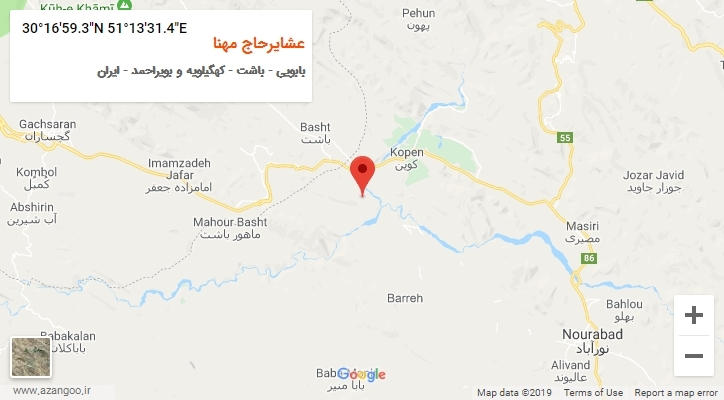 روستای عشایرحاج مهنا بر روی نقشه