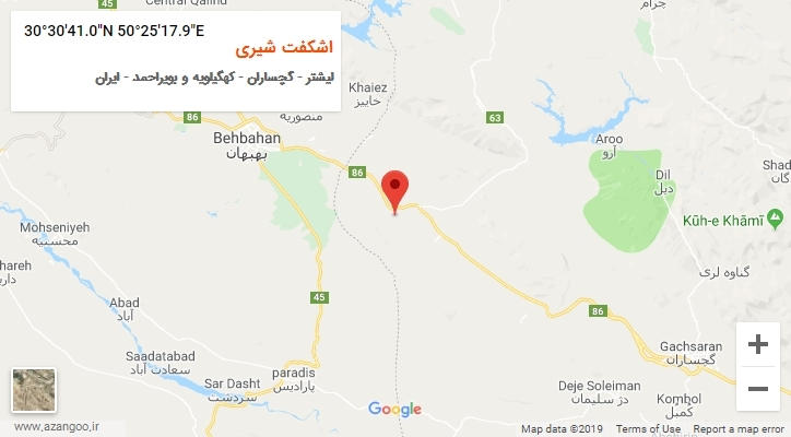 روستای اشکفت شیری بر روی نقشه