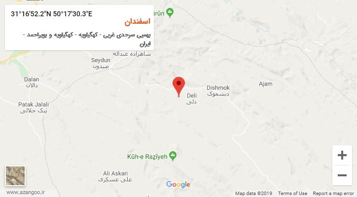 روستای اسفندان بر روی نقشه