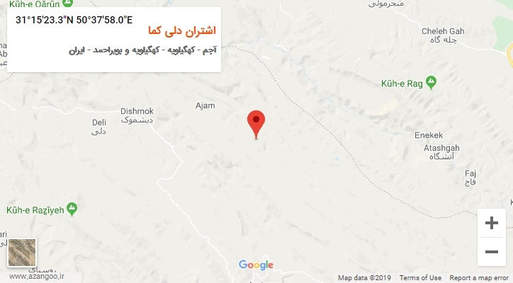 روستای اشتران دلی کما بر روی نقشه