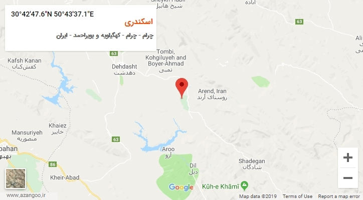 روستای اسکندری بر روی نقشه