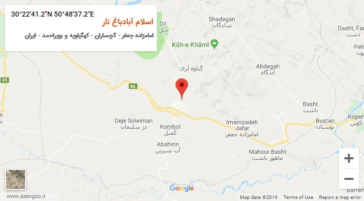 روستای اسلام آبادباغ نار بر روی نقشه