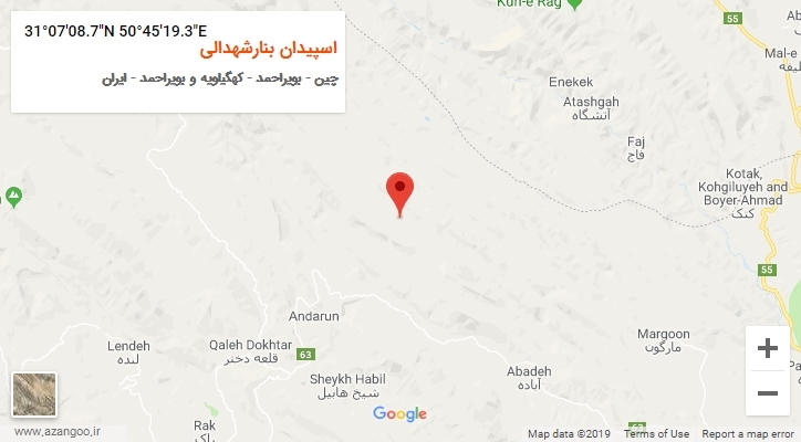 روستای اسپیدان بنارشهدالی بر روی نقشه