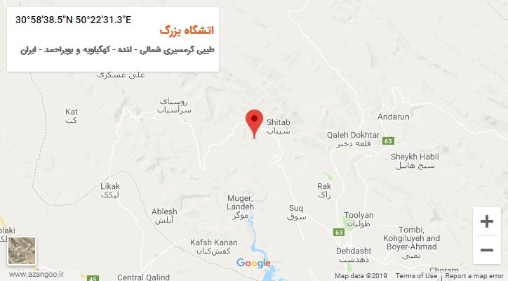 روستای اتشگاه بزرگ بر روی نقشه