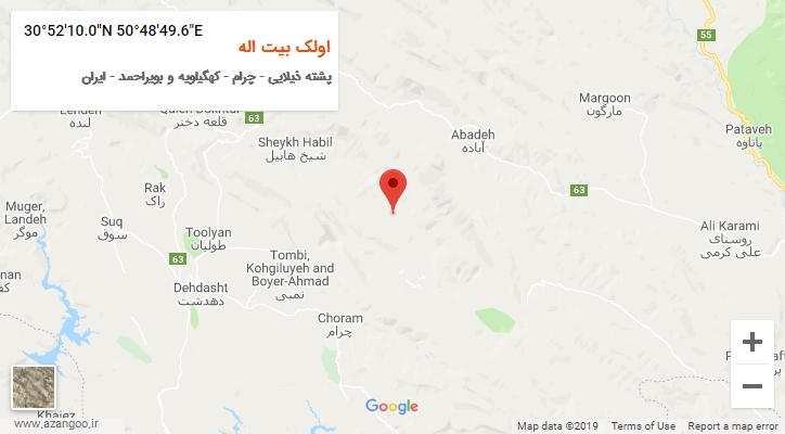 روستای اولک بیت اله بر روی نقشه