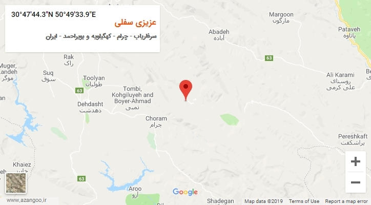 روستای عزیزی سفلی بر روی نقشه