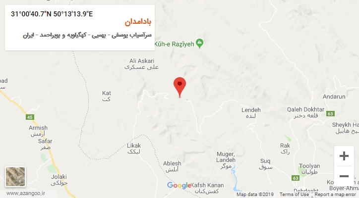 روستای بادامدان بر روی نقشه