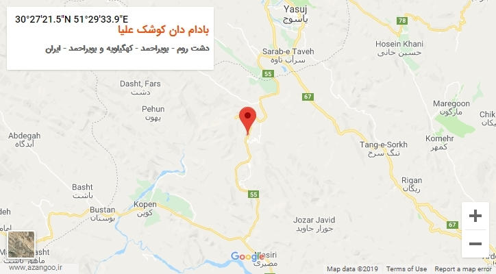 روستای بادام دان کوشک علیا بر روی نقشه