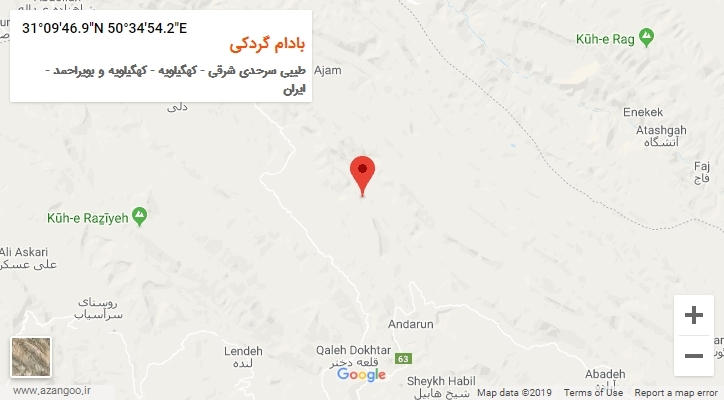 روستای بادام گردکی بر روی نقشه