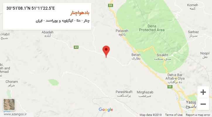 روستای بادهواچنار بر روی نقشه