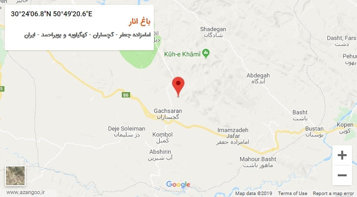 روستای باغ انار بر روی نقشه