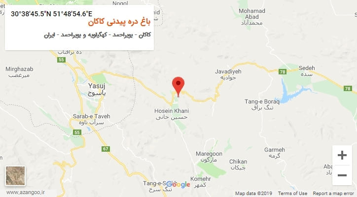روستای باغ دره پیدنی کاکان بر روی نقشه