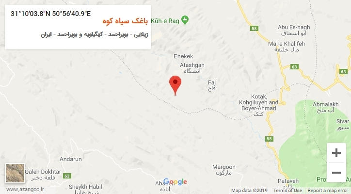 روستای باغک سیاه کوه بر روی نقشه