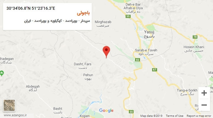 روستای باجولی بر روی نقشه