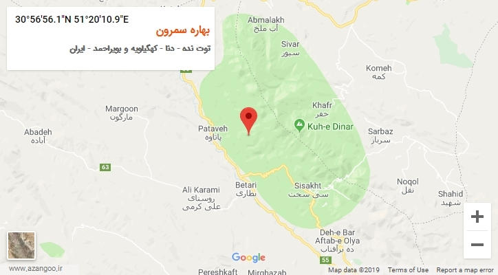 روستای بهاره سمرون بر روی نقشه