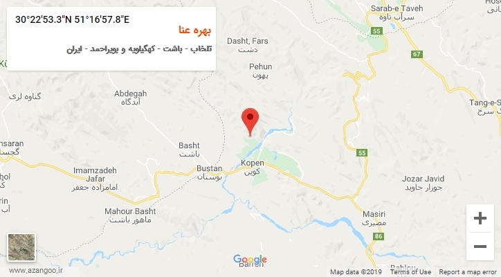 روستای بهره عنا بر روی نقشه