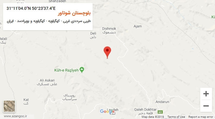 روستای بلوچستان شوتاور بر روی نقشه
