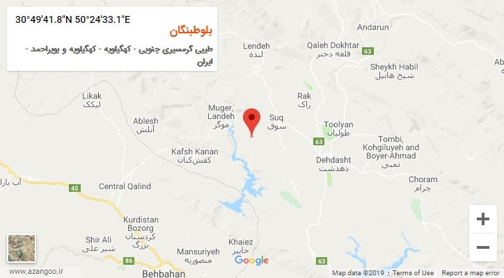 روستای بلوطبنگان بر روی نقشه