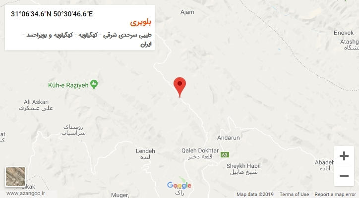 روستای بلویری بر روی نقشه