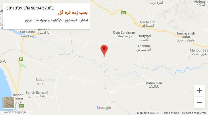 روستای بمب زده قره گل بر روی نقشه
