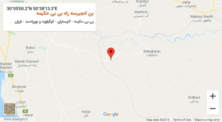 روستای بن انجیرسه راه بی بی حکیمه بر روی نقشه