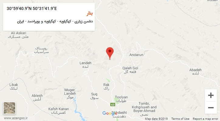 روستای بنار بر روی نقشه
