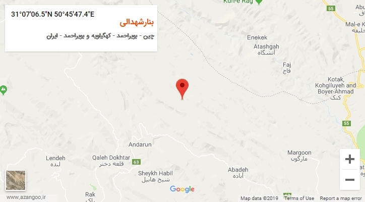 روستای بنارشهدالی بر روی نقشه