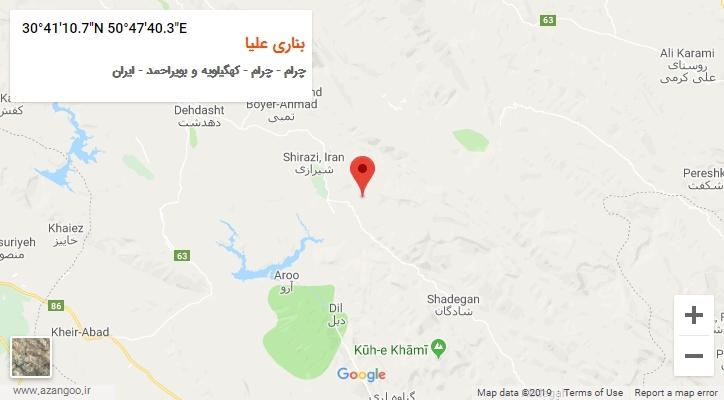 روستای بناری علیا بر روی نقشه