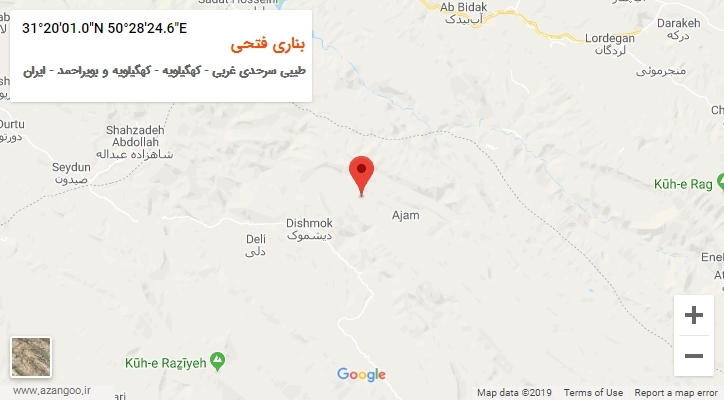 روستای بناری فتحی بر روی نقشه