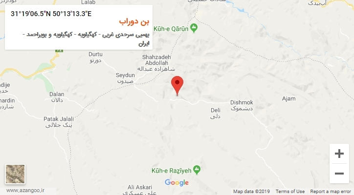 روستای بن دوراب بر روی نقشه